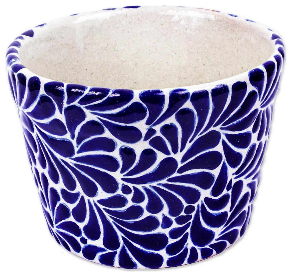 Novica Handmade Puebla Petals Ceramic Flower Pot (6 Inch