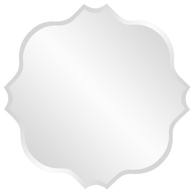 Howard Elliott Scalloped Frameless Mirror Contemporary Bathroom