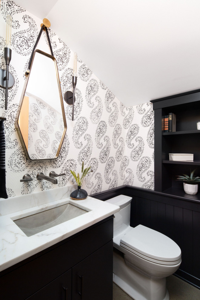 Example of a beach style powder room design in Seattle
