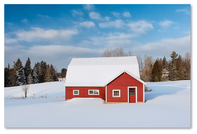 Michael Blanchette Photography Red Barn In Snow Canvas Art