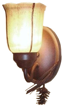 Details about   Rustic Bathroom Vanity Wall Sconce Lamp Pinecone Branch Accent Amber Glass Shade 