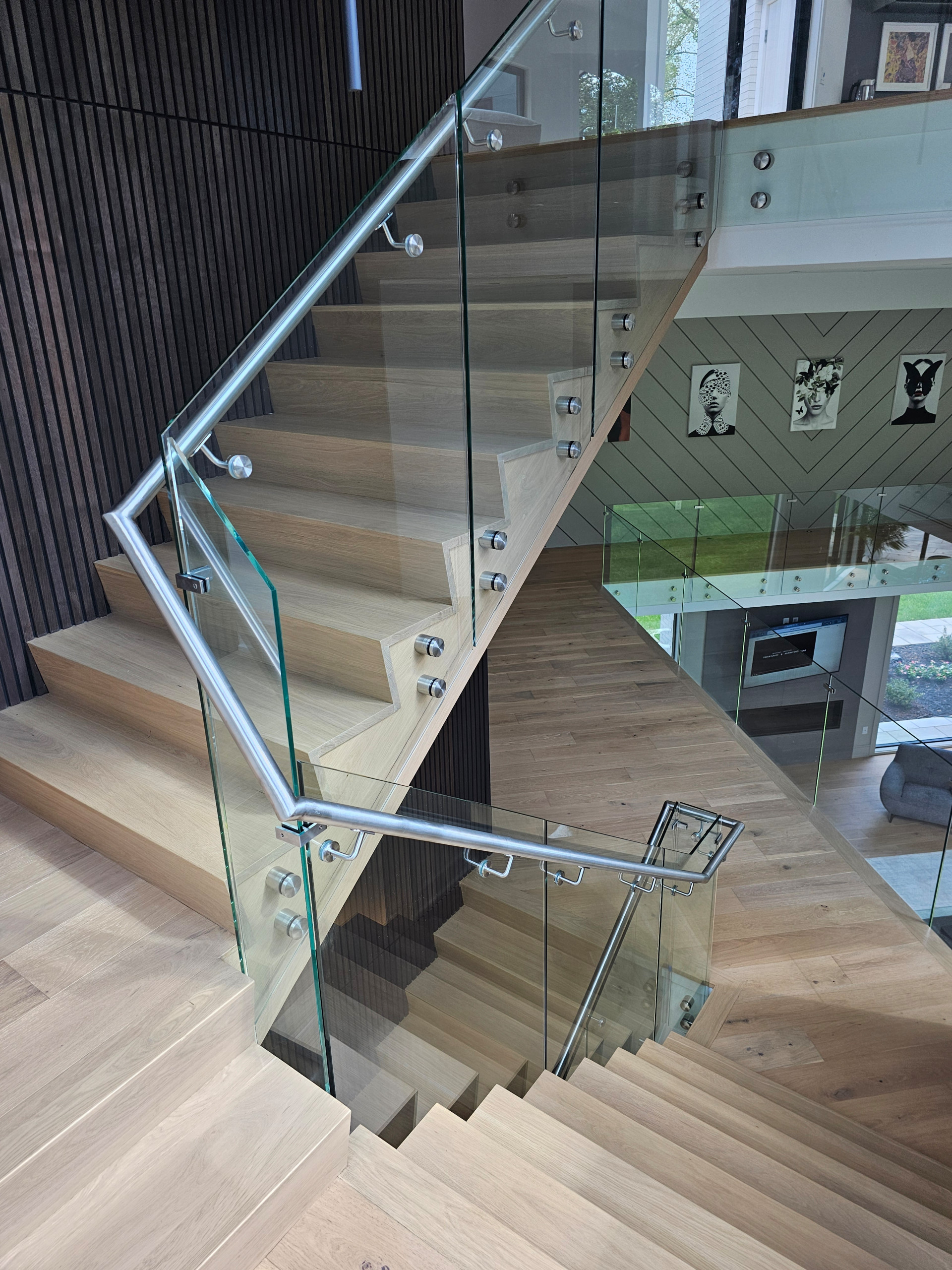 129_White Oak Slanted Riser Modern Stair, Mclean, VA 22102