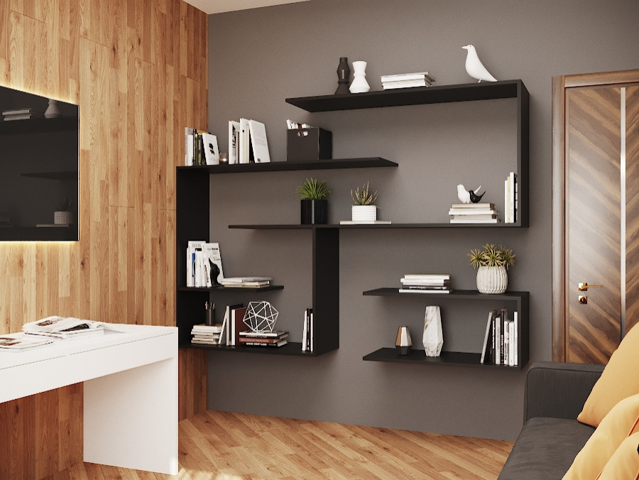 Интерьер квартиры в оранжево-сером