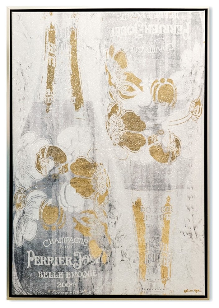 Oliver Gal "Gold and Light Bubbly" Framed Art Contemporary Prints