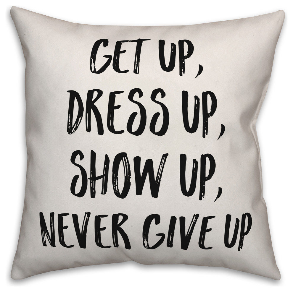 Never Give up, Throw Pillow Cover, 16"x16"