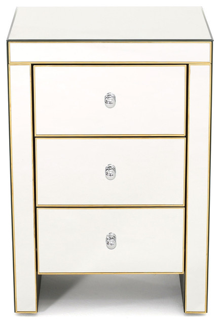 Gdf Studio Langley Mirrored 3 Drawer Side Table Contemporary - 3 Drawer Wood Mirror Dresser By Cole Grey Gdf Studio Langley Mirrored 3 Drawer Side Table Contemporary - 3 Drawer Wood Mirror Dresser By Cole Grey