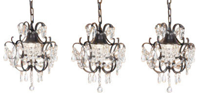 Wrought Iron And Crystal Chandelier Pendants Set Of 3 Traditional Wrought Iron And Crystal Chandelier Pendants Set Of 3