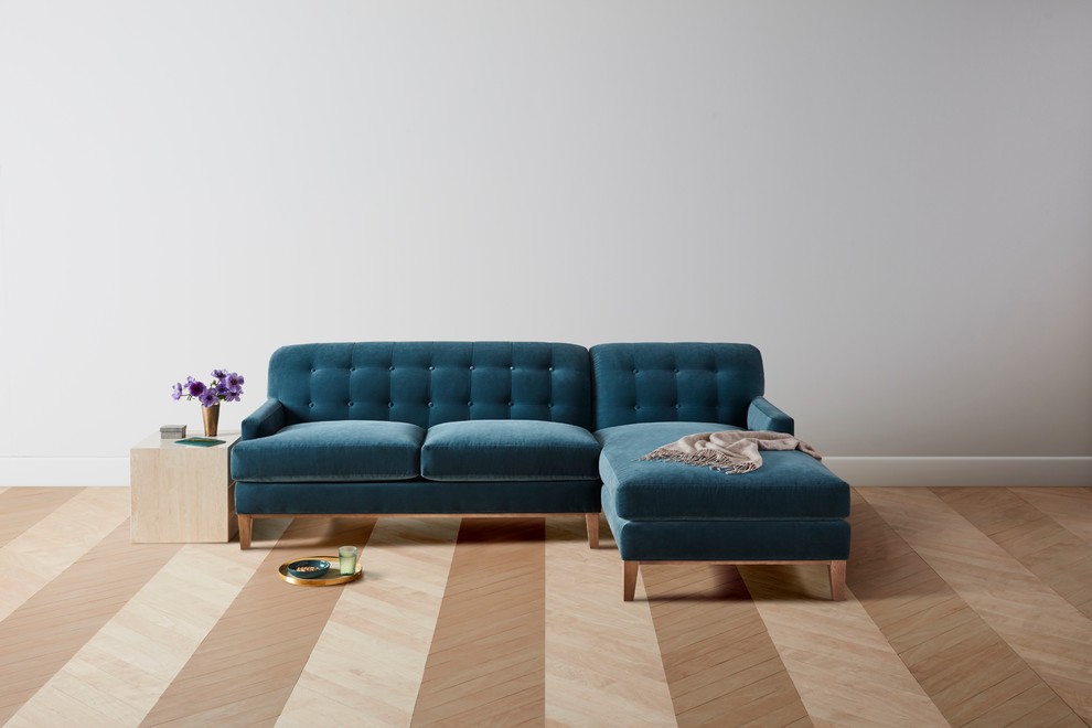 The Ludlow Chaise Sectional in Lagoon Velvet - New York - by Maiden Home