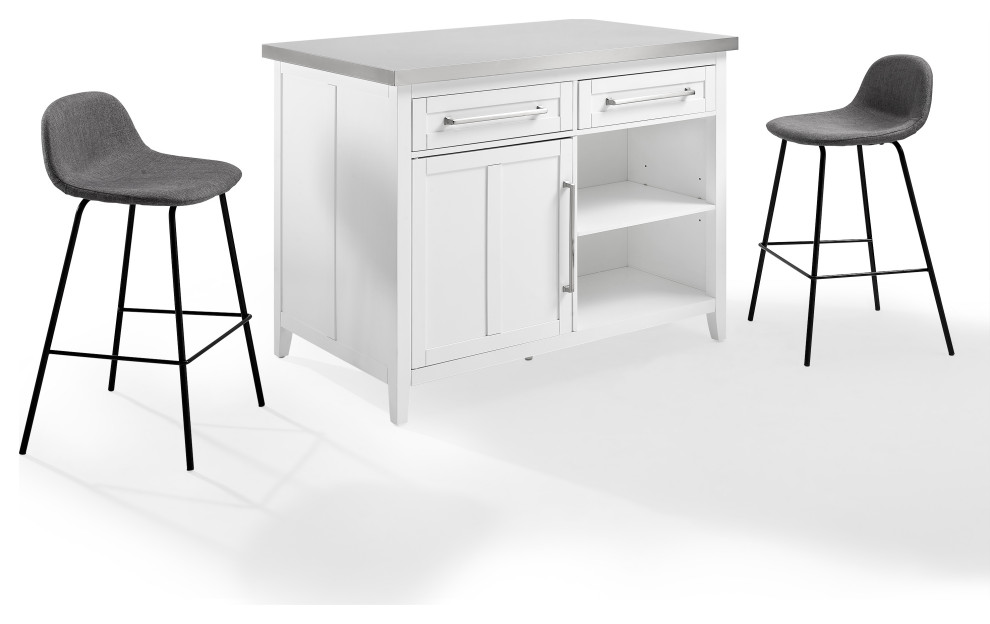 Crosley Furniture Silvia 3Piece Wood Kitchen Island with Stools in