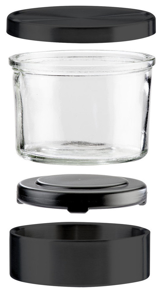 Cal-Mil 1851-4-13 Complete Black 16 oz. Glass Mixology Jar Set, 4 1/4"x4"