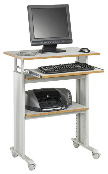 Safco MUV Standing Height Adjustable Wood/Metal Workstation in Gray