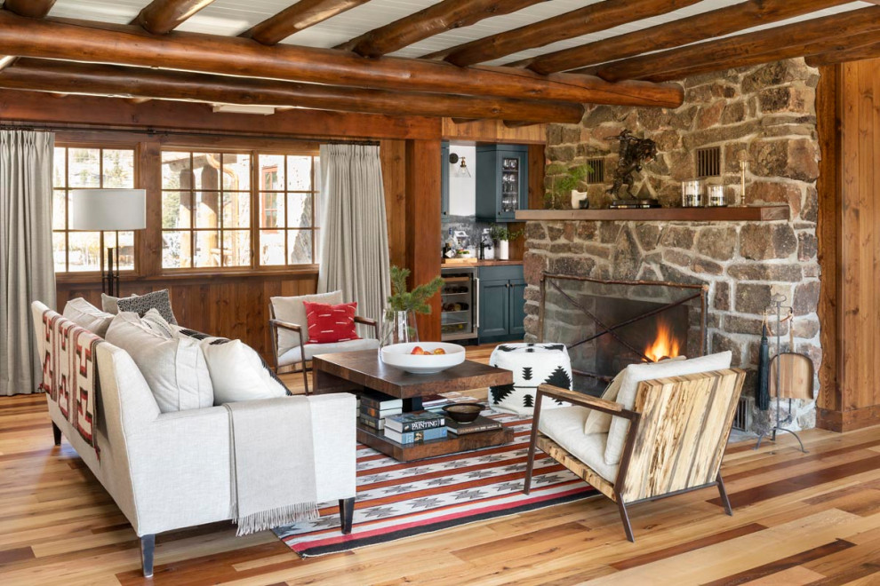 This is an example of a rustic living room in Denver.