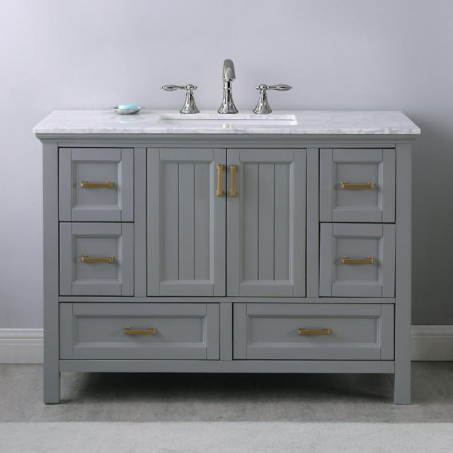 Isla Gray Bathroom Vanity Set, 48" - Transitional - Bathroom Vanities ...