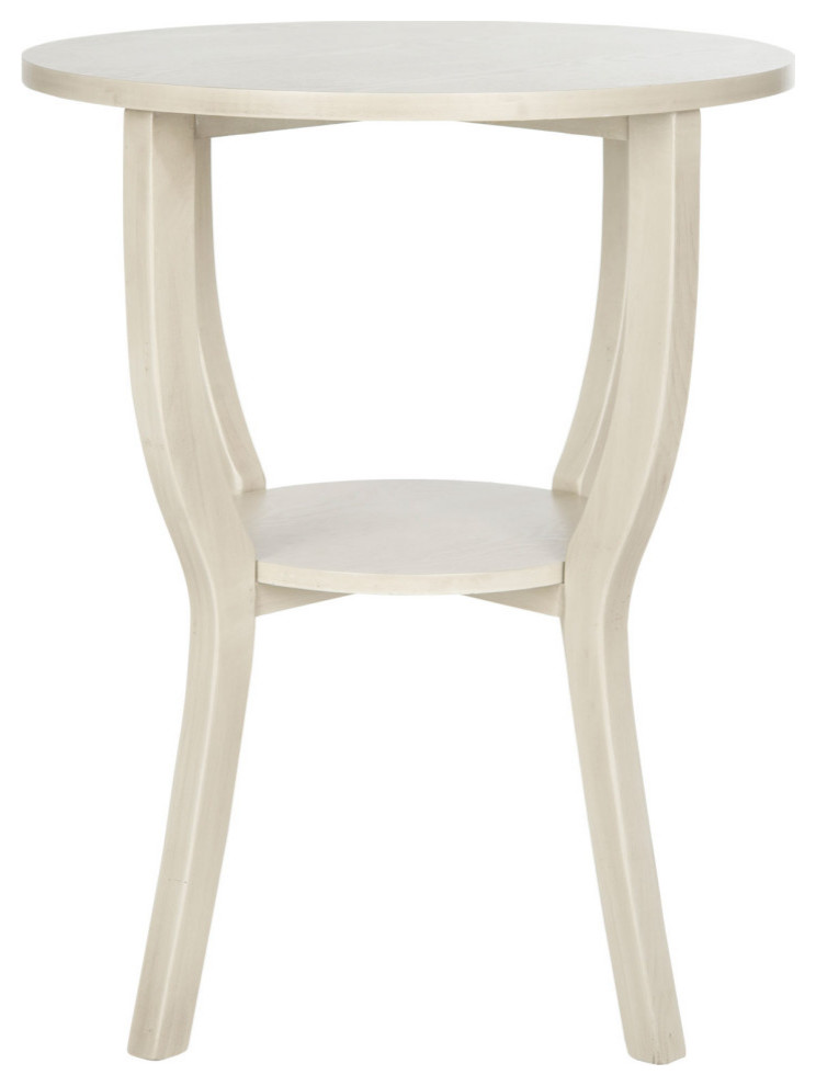 Hayden Round Pedestal Accent Table Whitewash Transitional Side Tables And End Tables by