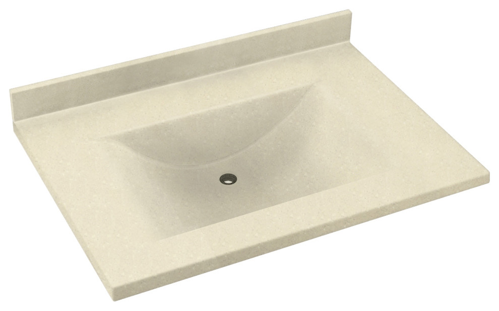 Swan Contour Solid Surface Bathroom Vanity Top, Bone