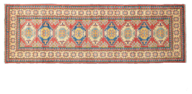 Tribal Design Oriental Rug 100% Wool, Hand-Knotted Kazak Rug Runner