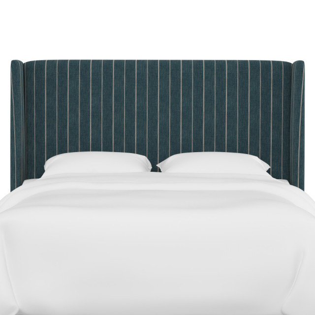 Wingback Headboard, Fritz Indigo, Twin Transitional Headboards by