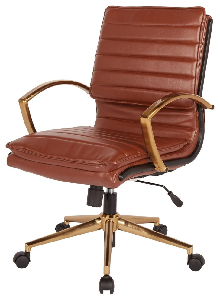 Elegant Office Chair, Contoured Faux Leather Seat With Adjustable ...