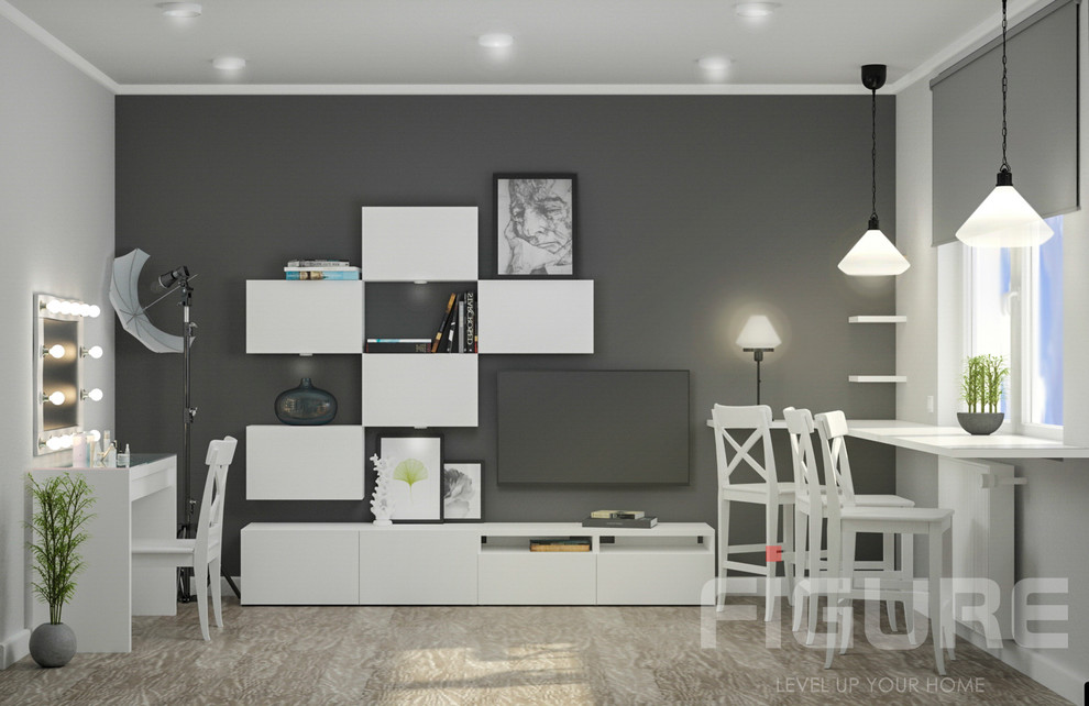 Дизайн проект спальни и гостиной ЖК "Новый Оккервиль"