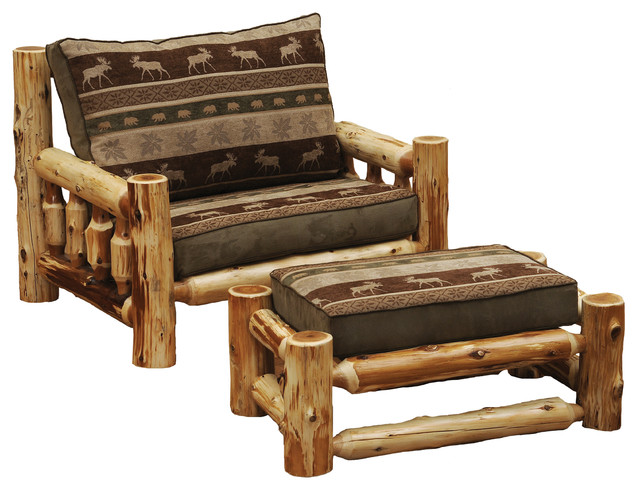 Cedar Log Frame Chair-and-a-Half, Includes Fabric and Cushions