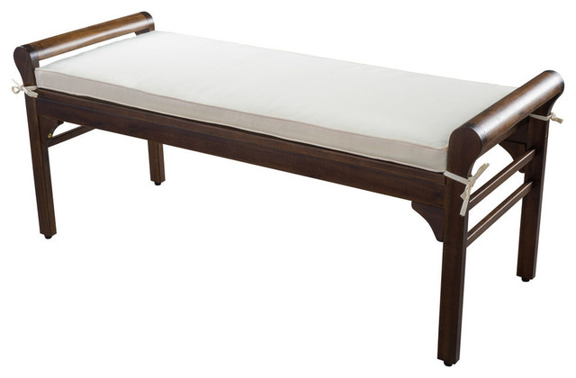 Nelson Acacia Wood Bench With Cushion Transitional Dining