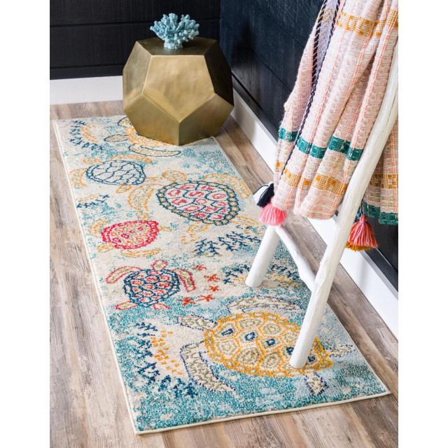 Unique Loom Treasure Positano Rug, 2'7x10' Beach Style Area Rugs by BisonOffice Houzz