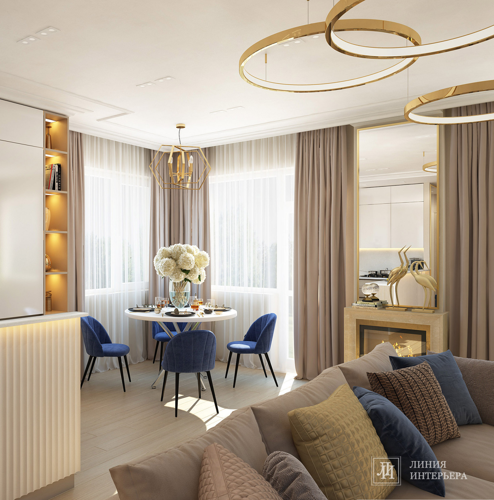 Дизайн кухни-гостиной