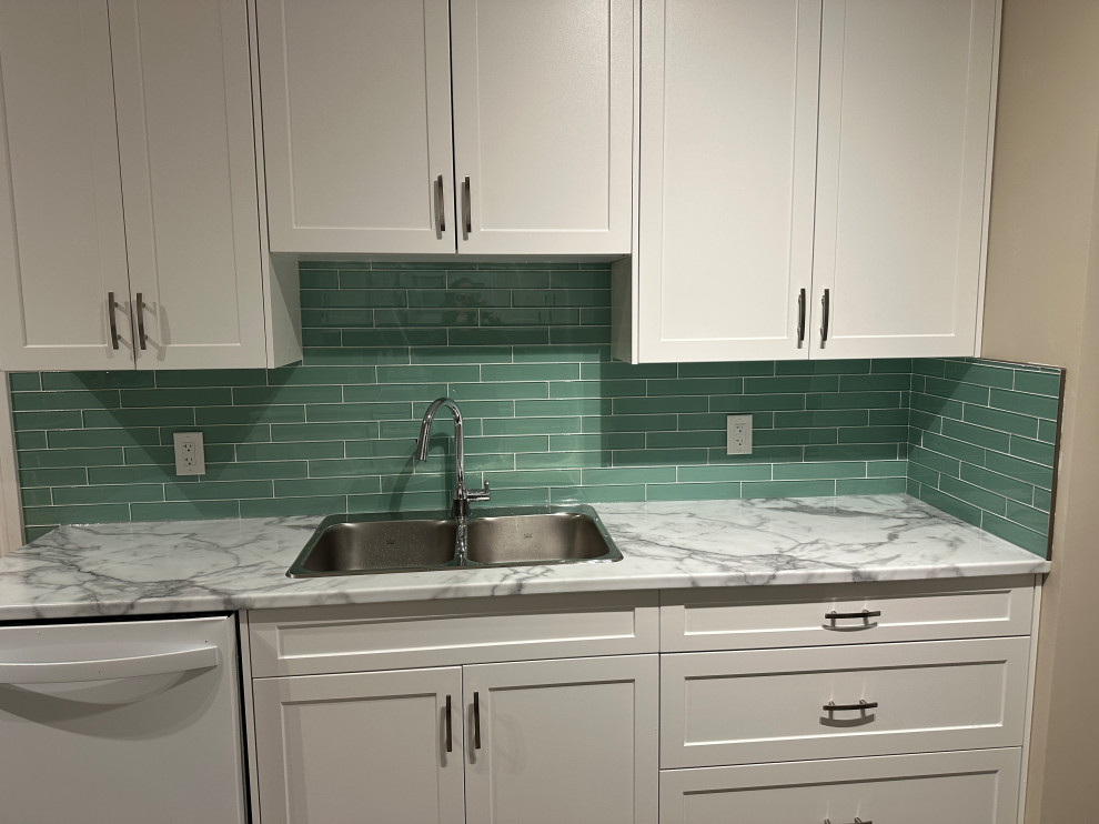 Soft Green Glass Tile Backsplash