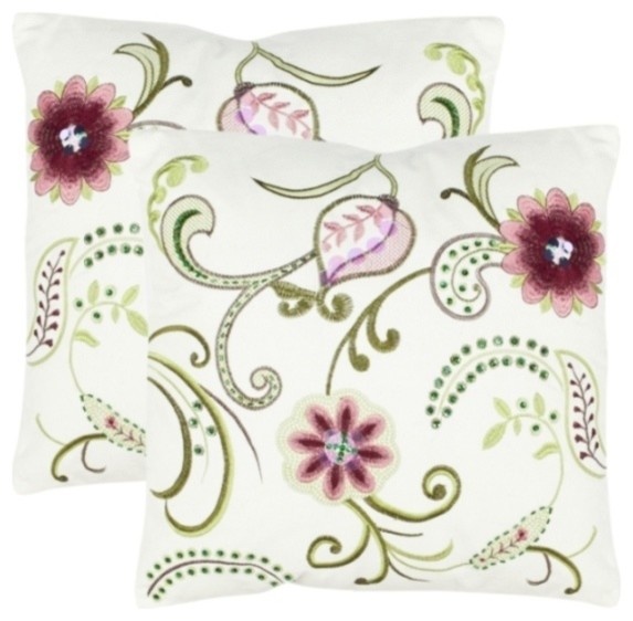 Bella Accent Pillow (Set of 2) - White - Red,Brown