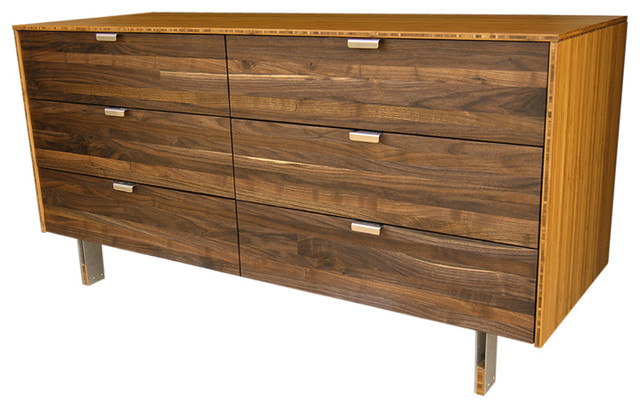 Walnut Wood Stripe Long Dresser Modern By Iannone Transitional