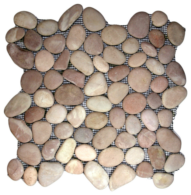 12"x12" Berry Pebble Tile Traditional Mosaic Tile Other by Pebble Tile Shop