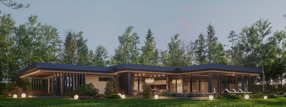 Одноэтажный дом «Бергер» с плоской крышей