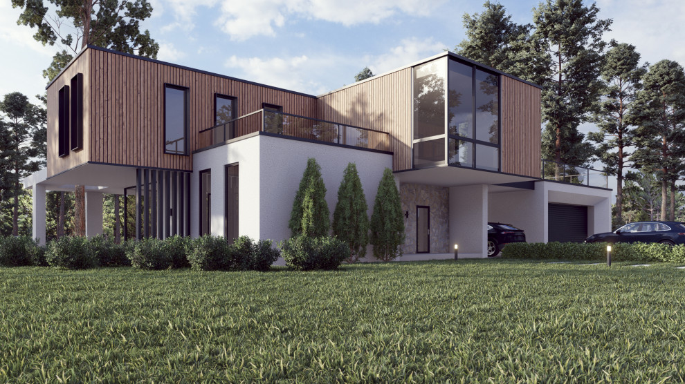 Проект двухэтажного дома в стиле Хайтек 253 кв.м