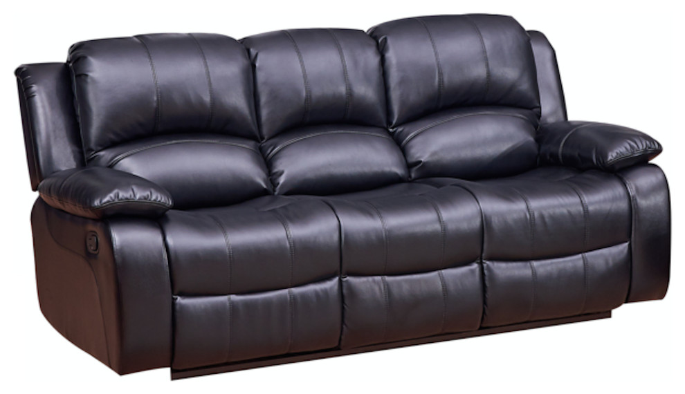 Betsy Furniture Bonded Leather Reclining Sofa Black Bonded Leather Reclining Sofa
