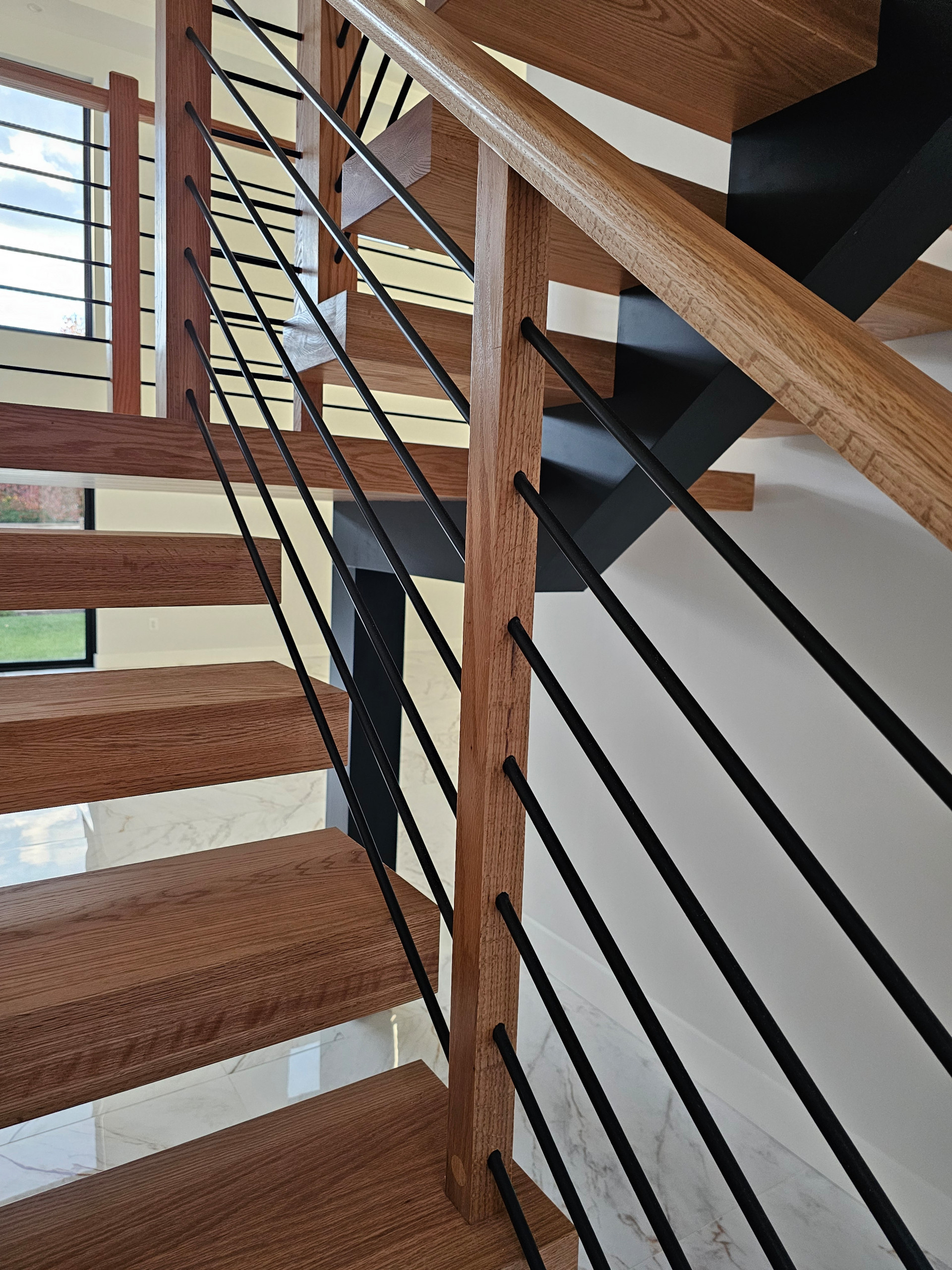 143_Modern Floating Red Oak and Metal Staircase, Sterling, VA
