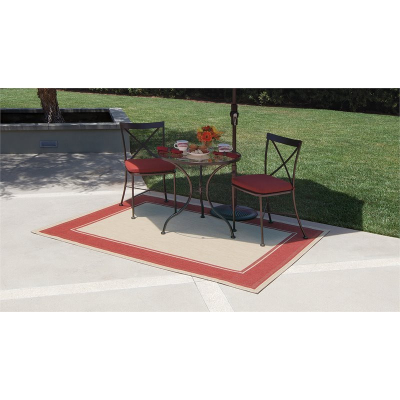 Simply Shade Modern Polypropylene Outdoor Rug in Lodge Redwood