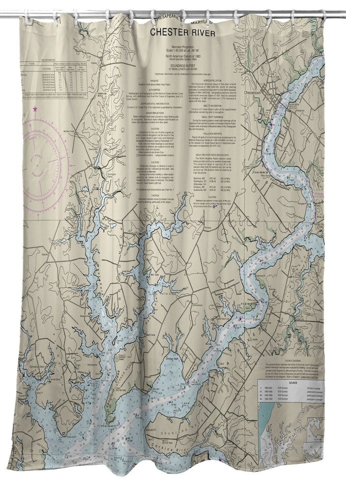 Betsy Drake Chester River, MD Nautical Map Shower Curtain