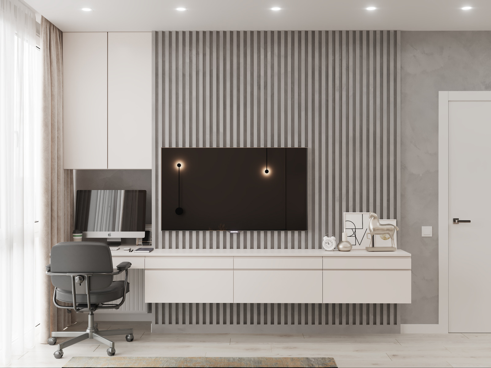 Современная квартира-студия в пастельных тонах