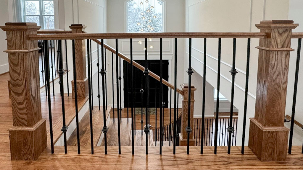 117_Distinct Oak Staircase with Iron Balusters & Oak Rail Profile, Chantilly VA