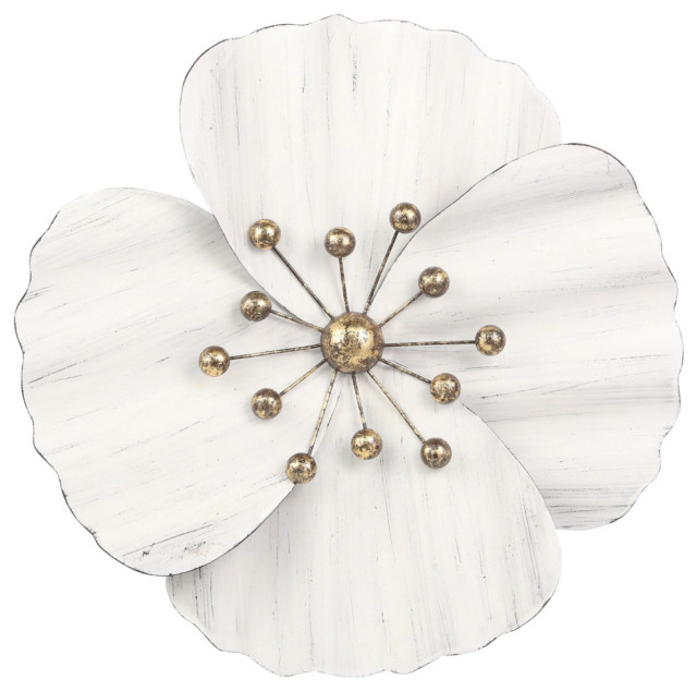 Metal 16" Wall Flower, White, Wb Contemporary Metal Wall Art by Sagebrook Home Houzz
