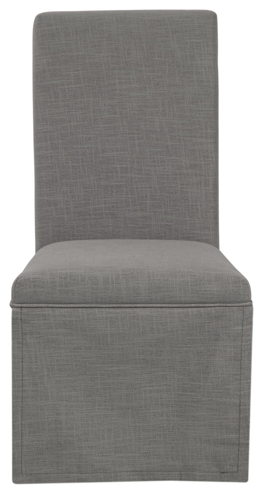 The Slip Cover Parson Chair, Set of 2, Gray Linen