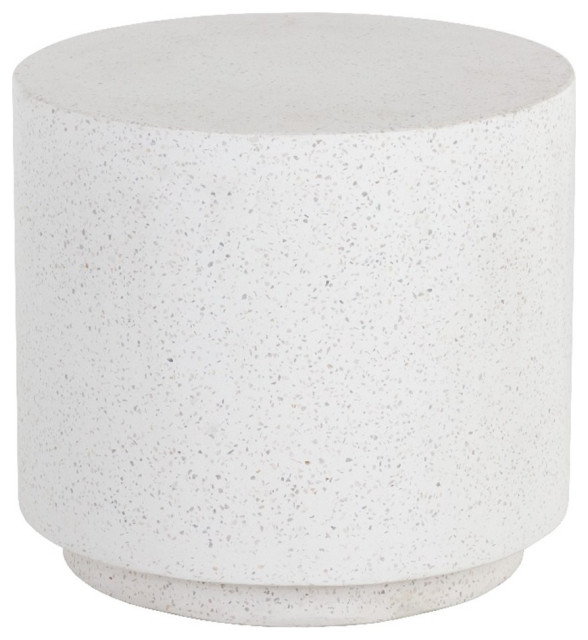 Brant House Blaine Round End Table White Terrazzo Transitional