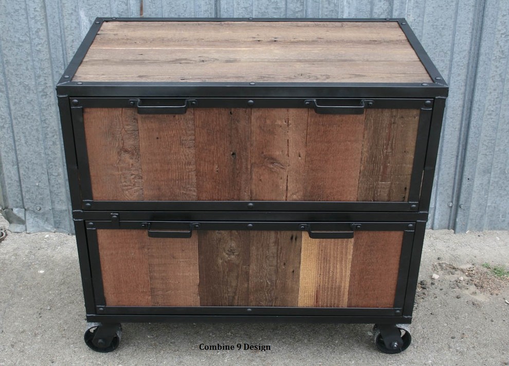 Modern Industrial File Cabinet Reclaimed Vintage Wood Filing