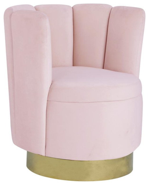 Ellis Velvet Upholstered Swivel Accent Chair In Pink Velvet