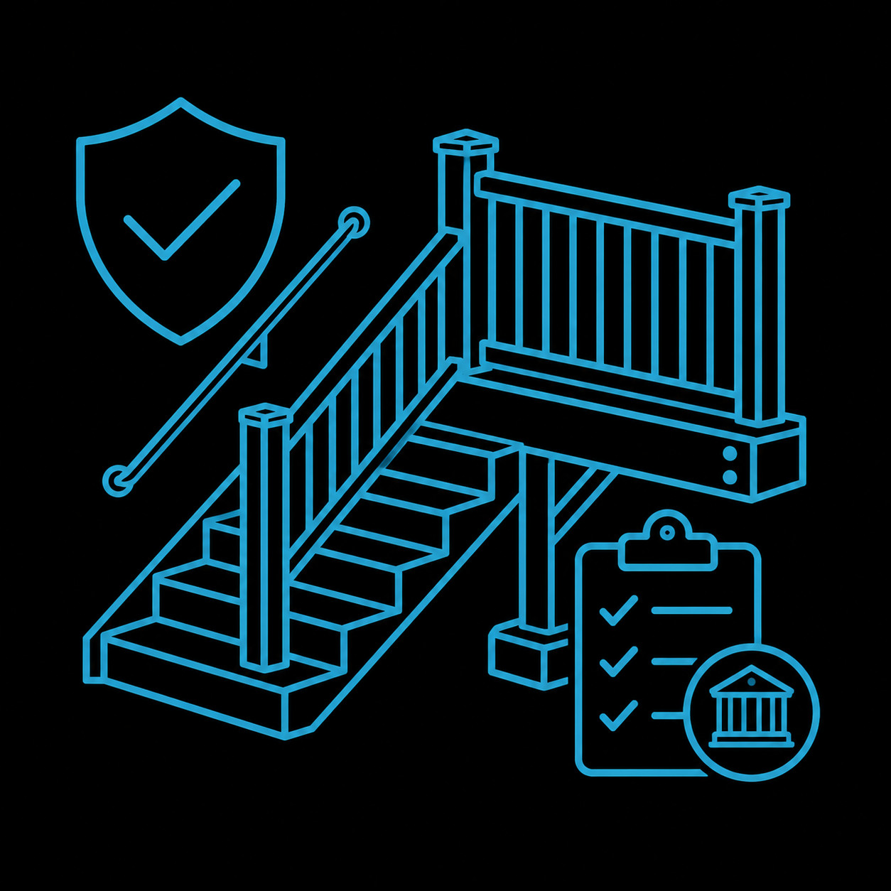 Code-Aligned Safety for Railings and Stairs