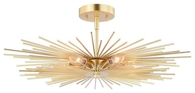 Nikko Gold Mid Century Modern Starburst Ceiling Light Midcentury
