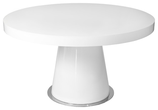 Dante Round Dining Table White, 48 Round Pedestal Dining Table White