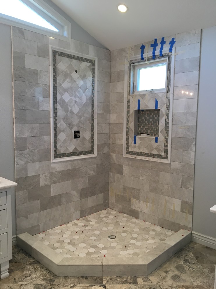 Example of a transitional bathroom design in Orange County