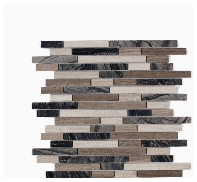 12.06"x12.06" Byron Mosaic Wall and Floor Tiles, Wooden Marble Mix, Set of 10