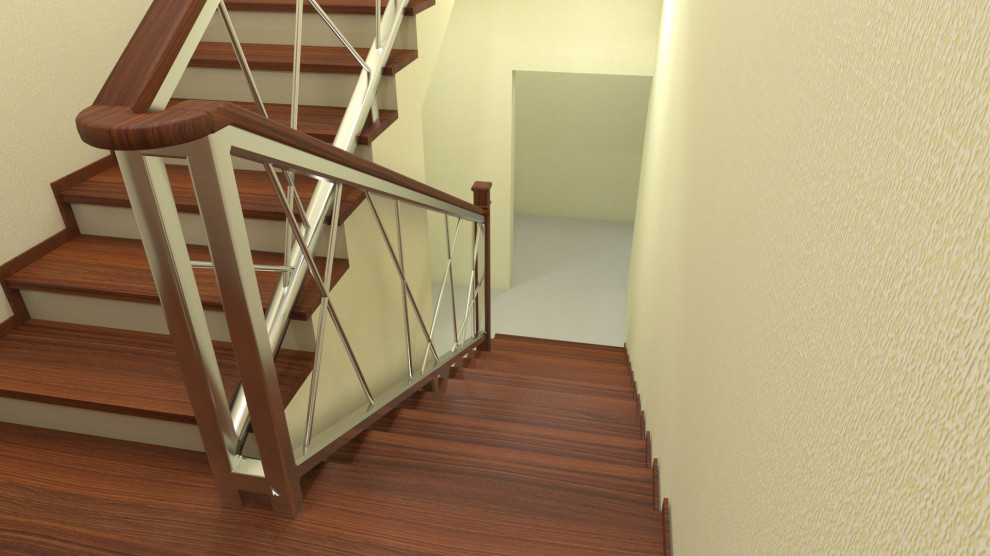 Лестница с металлическим ограждением